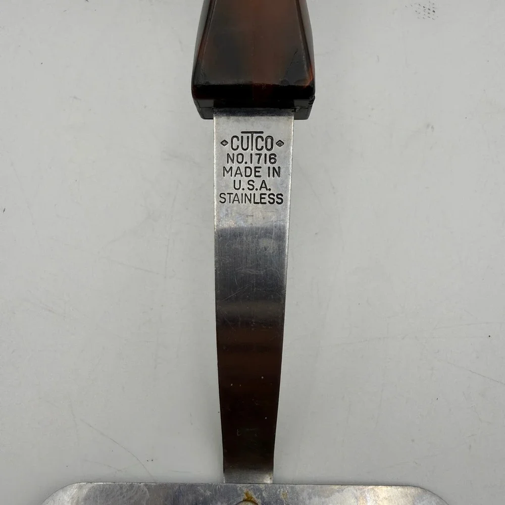 Cutco Slotted Turner Spatula No 1716 Brown Marbled Handle Stainless Steel USA